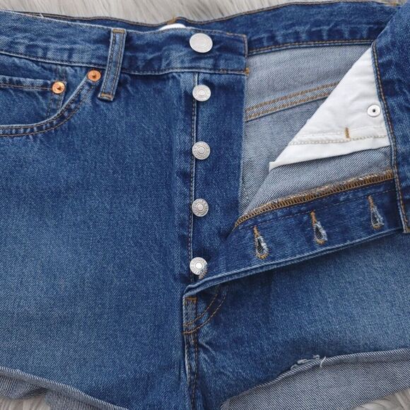 Re/Done 70s High Rise Short High Tide Slim Fit Rigid Denim Button Fly Size 29 - Picture 7 of 11